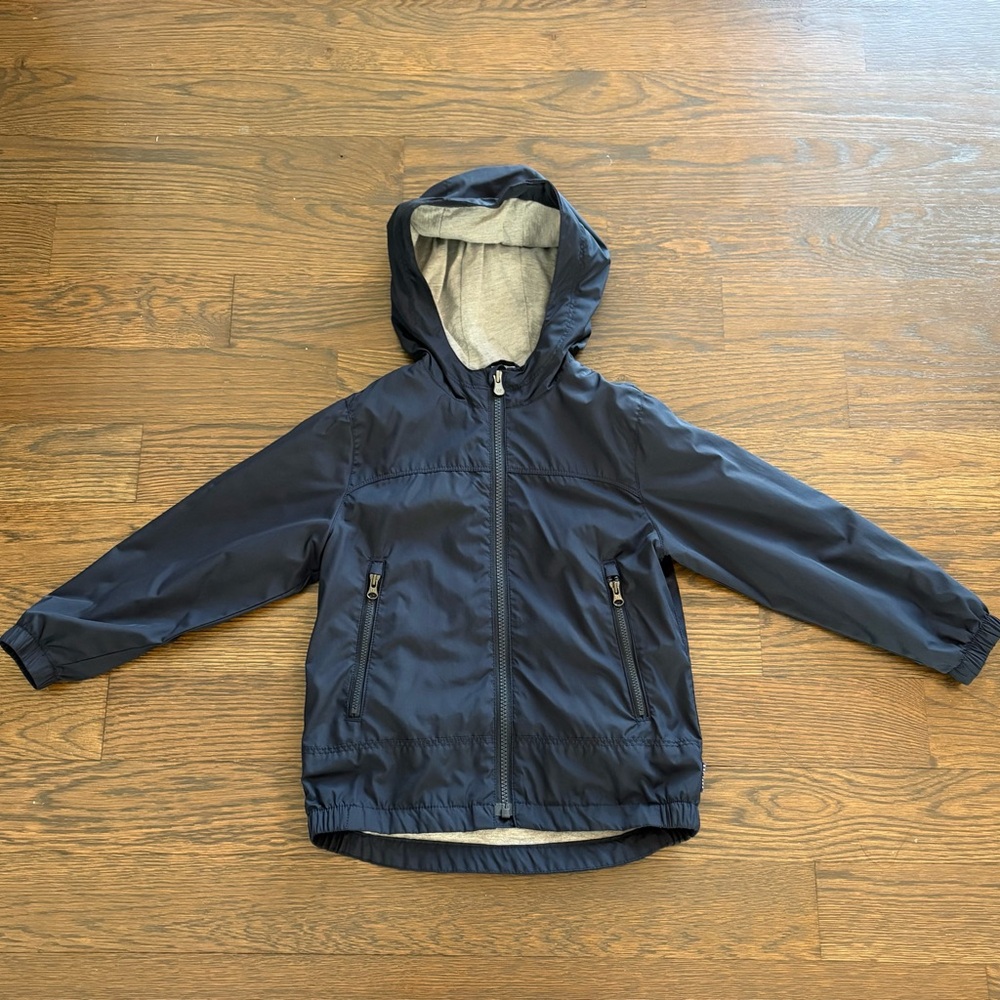 GAP Kids Dark Blue Hooded Lightweight Rain Jacket, Size 5